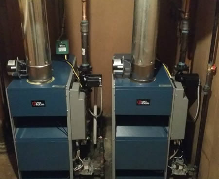 Boiler system in an Old Chatham, NY home with connected hydronic piping
